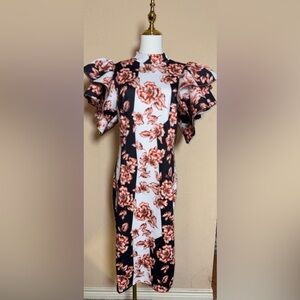 CQbyCQ Floral Ruffle Sleeve Dress